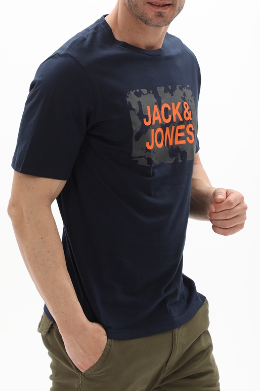 JACK & JONES-Ανδρικό t-shirt JACK & JONES 12232356 JCOLAUGE TEE SS CREW NECK FST μπλε